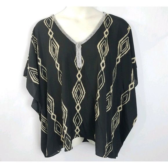Chico's Tops - Chicos Short Sleeve Top XL Embellished Rhinestones